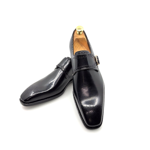 Ugo Vasare Monkstrap Calfskin Shoe - Black