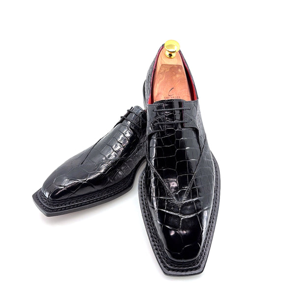 Maurice Legend Custom Made Alligator Lace-Up Shoe - Black