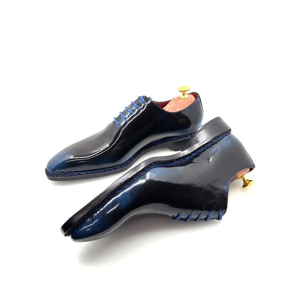 Ugo Vasare Jason Wholecut Patent Calfskin Oxford - Navy