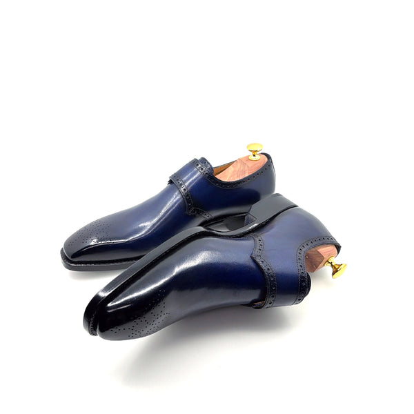 Ugo Vasare Monkstrap Calfskin Shoe - Navy