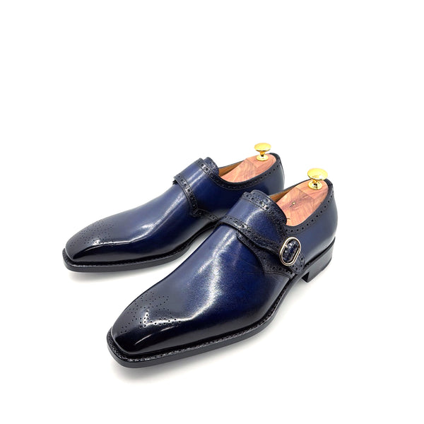 Ugo Vasare Monkstrap Calfskin Shoe - Navy