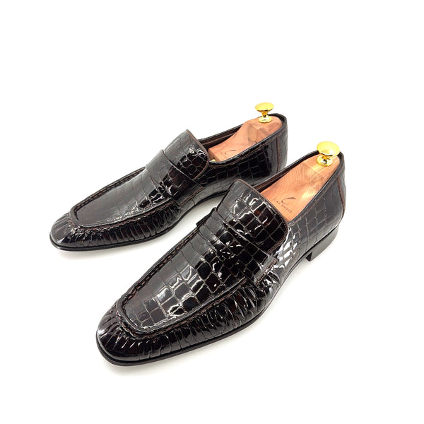C Collection Crocodile Leather Loafer - Brown