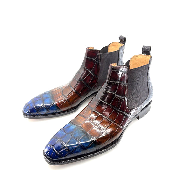 Maurice New York Custom Alligator Boot - Blue/Camel