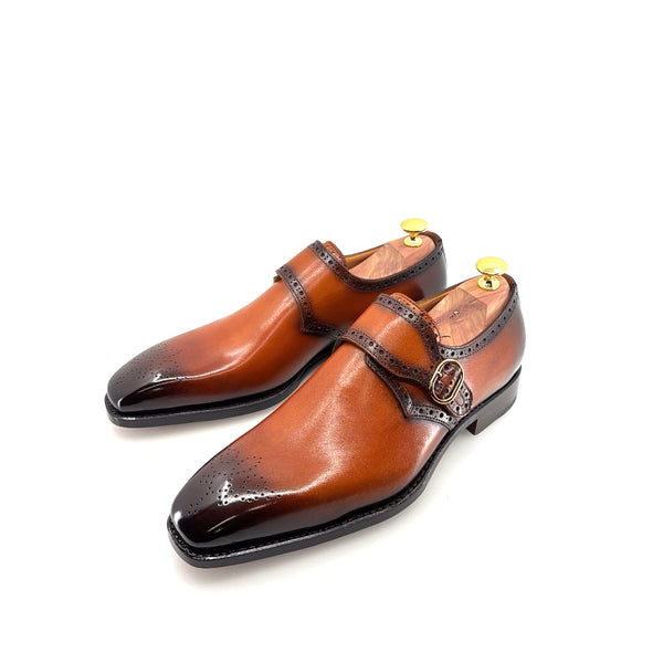 Ugo Vasare Monkstrap Calfskin Shoe - Cognac