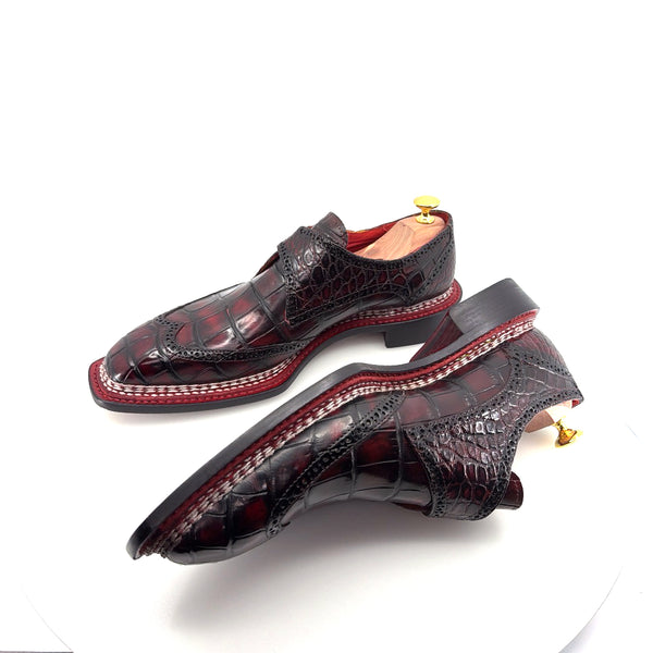Maurice Custom Alligator Monkstrap Collab With Mr.Salvatore - Burgundy