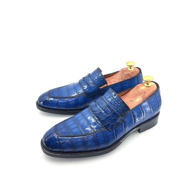 Ugo Vasare Alligator Penny Loafer - Blue