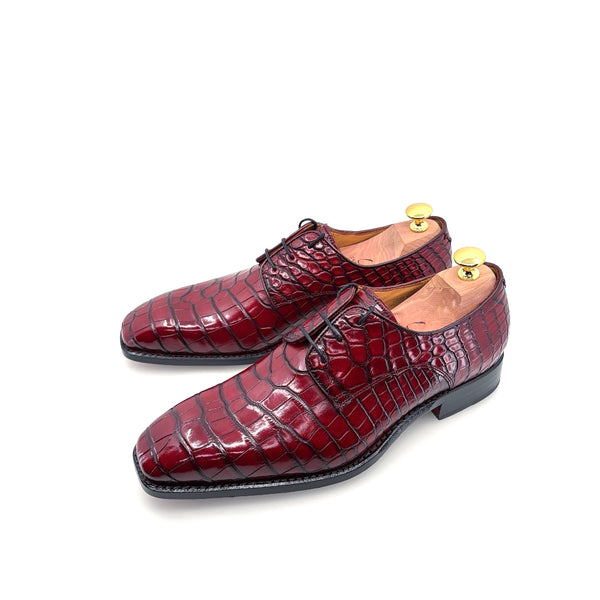 Ugo Vasare Alligator Lace-Up Shoe - Burgundy