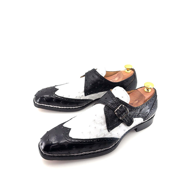Maurice Palm Desert Custom Made Ostrich Monkstrap - Black/White