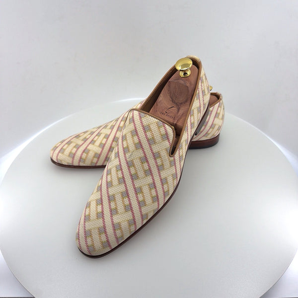 C Collection Printed Leather Loafer - Beige