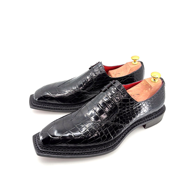 Maurice Legend Custom Made Alligator Lace-Up Shoe - Black