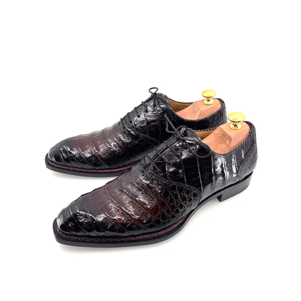 Mezlan Crocodile Oxford - Black/Burgundy