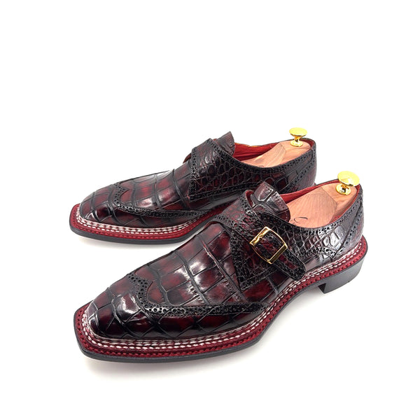 Maurice Custom Alligator Monkstrap Collab With Mr.Salvatore - Burgundy