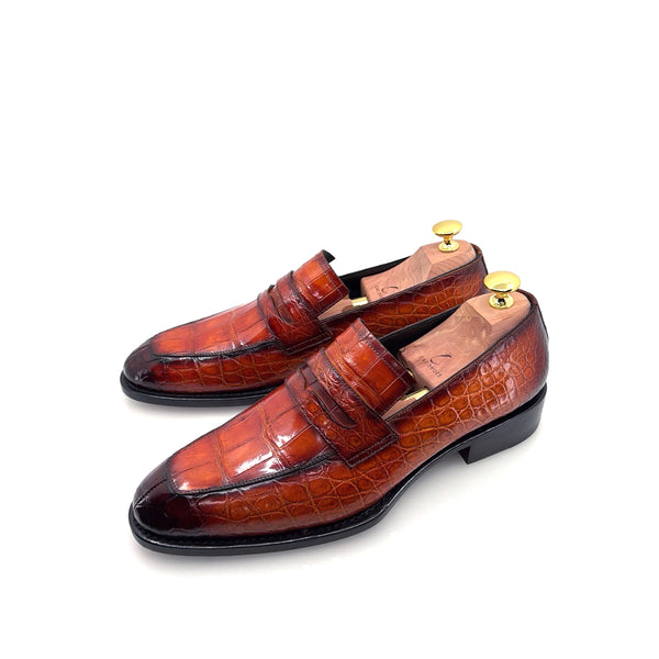 Maurice Custom Made Mirage Alligator Loafer - Cognac