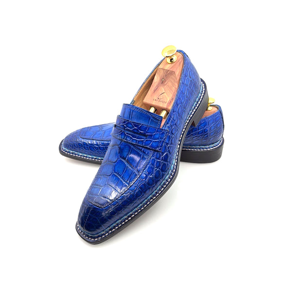 Maurice Carolina Custom Made Alligator Loafer - Cobalt Blue