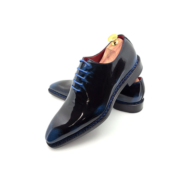 Ugo Vasare Jason Wholecut Patent Calfskin Oxford - Navy