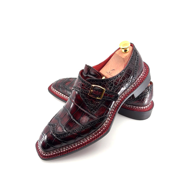 Maurice Custom Alligator Monkstrap Collab With Mr.Salvatore - Burgundy