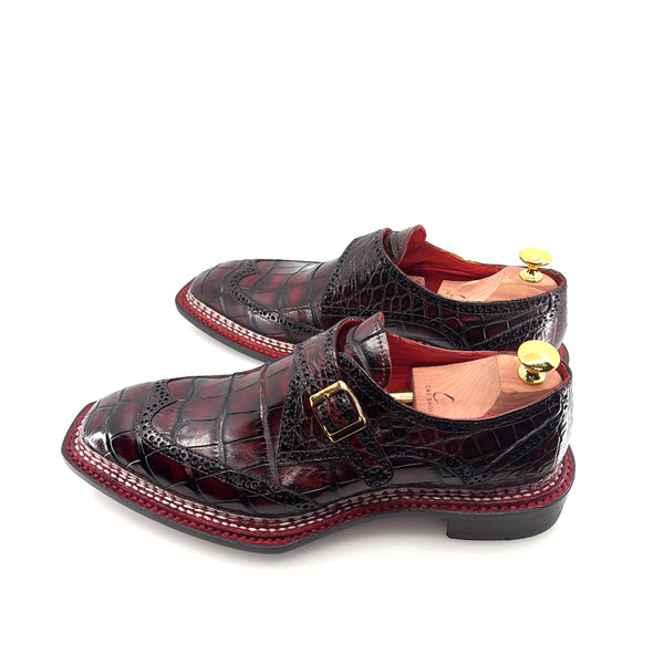 Maurice Custom Alligator Monkstrap Collab With Mr.Salvatore - Burgundy