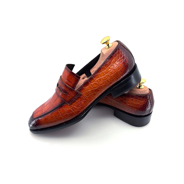 Maurice Custom Made Mirage Alligator Loafer - Cognac