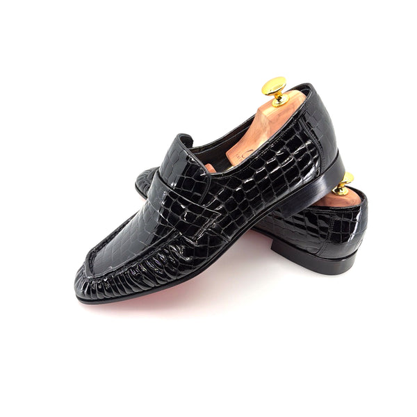 C Collection Crocodile Leather Loafer - Black