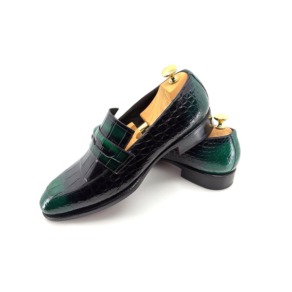 Maurice Mirage Custom Made Alligator Loafer - Green