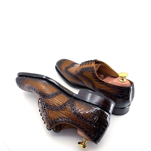 Ugo Vasare Alligator Lace-Up Oxford - Caramel