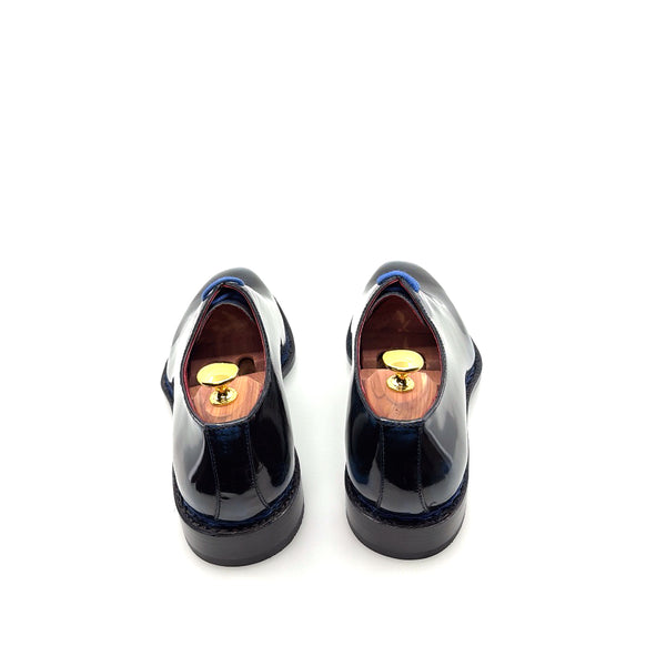 Ugo Vasare Jason Wholecut Patent Calfskin Oxford - Navy