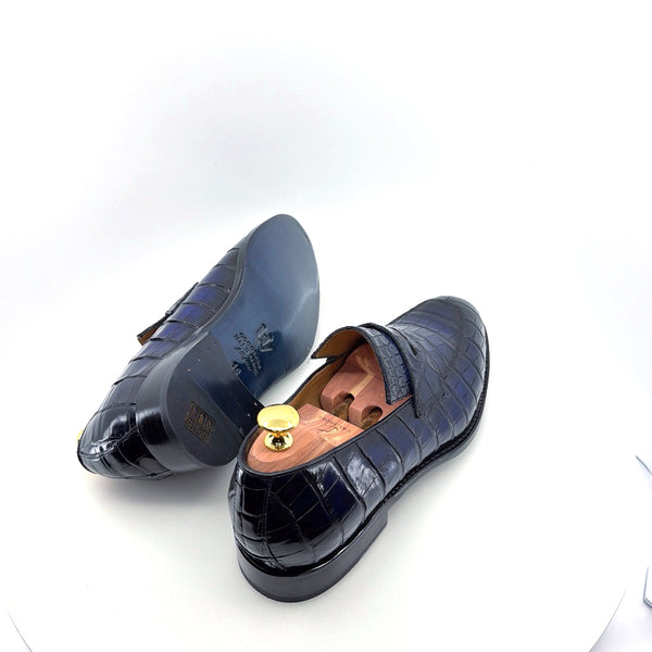 Ugo Vasare Alligator Penny Loafer - Navy