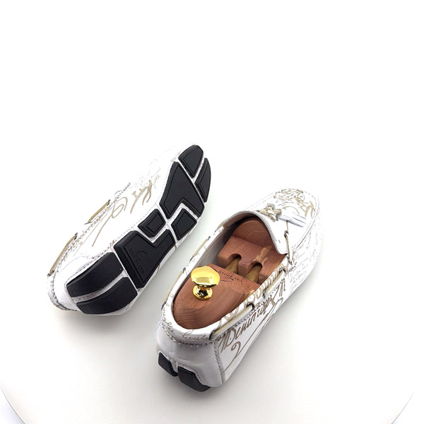 C Collection Graffiti Leather Driver - White