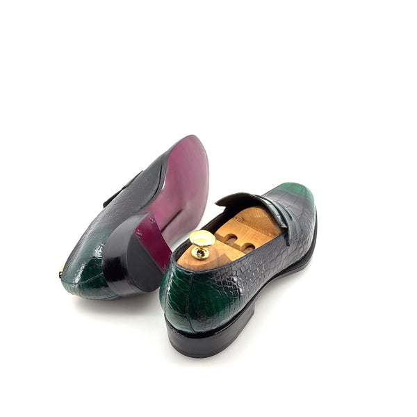 Maurice Mirage Custom Made Alligator Loafer - Green