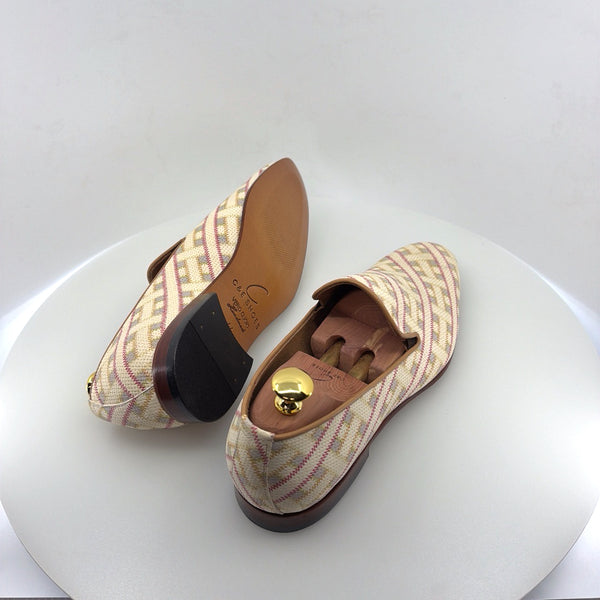 C Collection Printed Leather Loafer - Beige