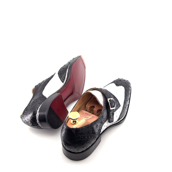 Maurice Palm Desert Custom Made Ostrich Monkstrap - Black/White