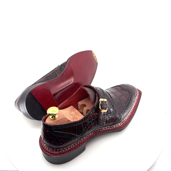 Maurice Custom Alligator Monkstrap Collab With Mr.Salvatore - Burgundy