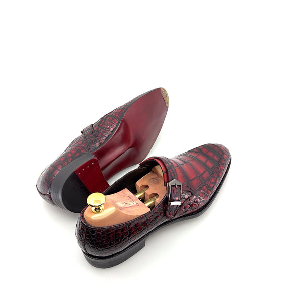 Maurice Sargeant Alligator Monkstrap - Burgundy