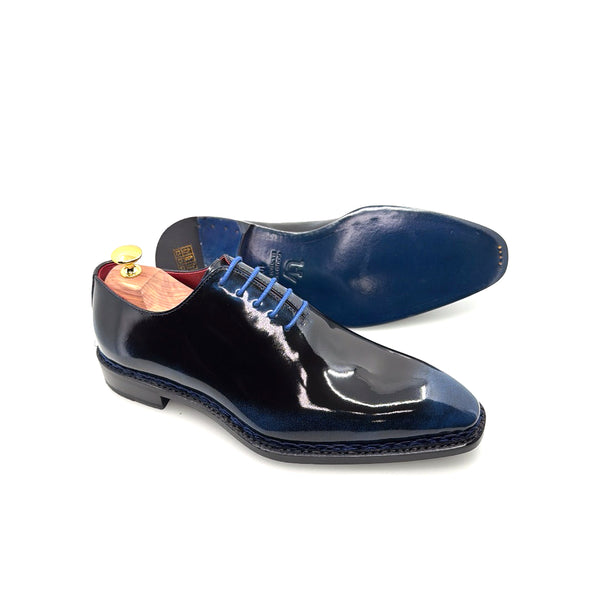 Ugo Vasare Jason Wholecut Patent Calfskin Oxford - Navy