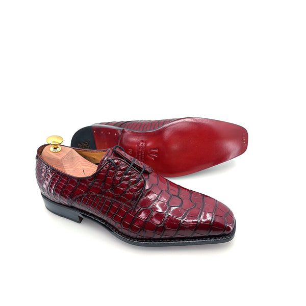 Ugo Vasare Alligator Lace-Up Shoe - Burgundy