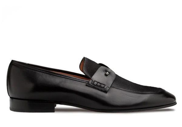 Style: "Saona" Calf/Linen Slip-On Loafer Black