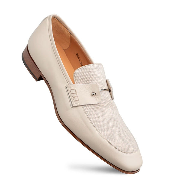 Style: "Saona" Calf/Linen Slip-On Loafer Bone