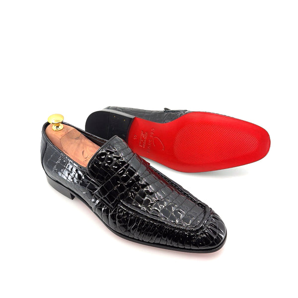 C Collection Crocodile Leather Loafer - Black