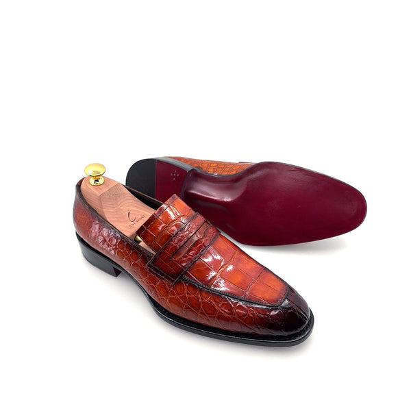 Maurice Custom Made Mirage Alligator Loafer - Cognac