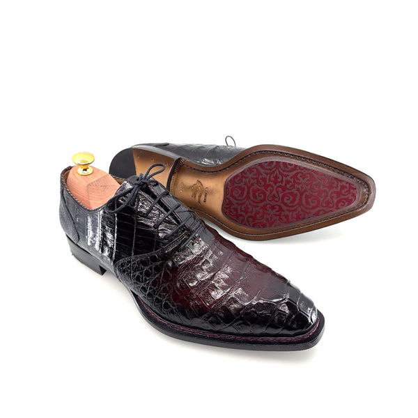 Mezlan Crocodile Oxford - Black/Burgundy
