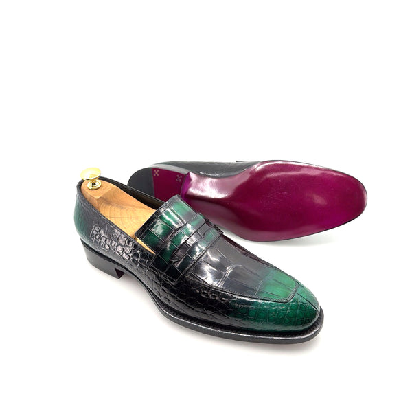 Maurice Mirage Custom Made Alligator Loafer - Green