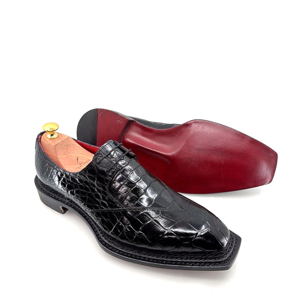 Maurice Legend Custom Made Alligator Lace-Up Shoe - Black
