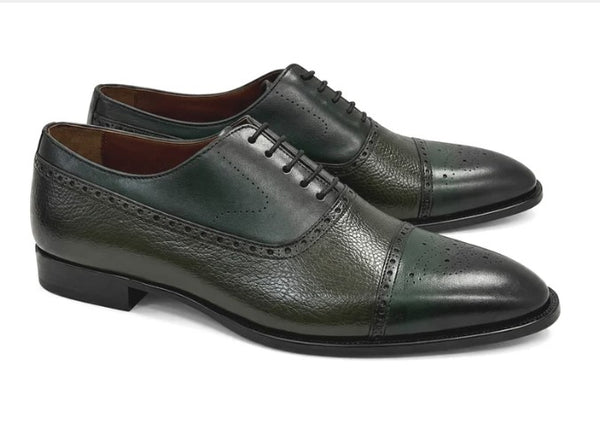 Corrente Deerskin Cap Toe Oxford - Green