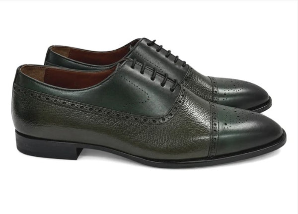 Corrente Deerskin Cap Toe Oxford - Green
