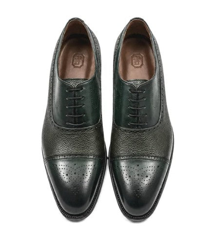 Corrente Deerskin Cap Toe Oxford - Green