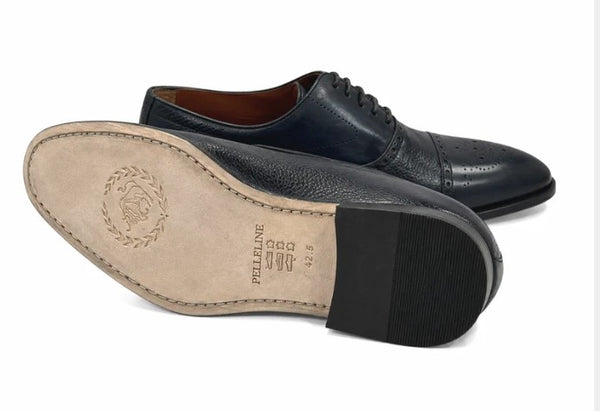 Corrente Deerskin Cap Toe Oxford - Navy