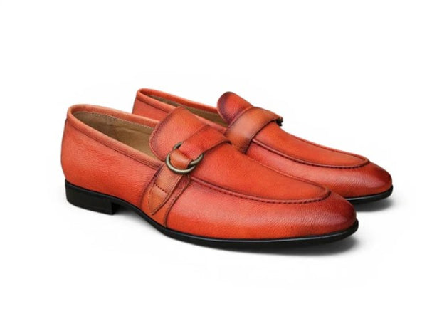 Carrucci Double D Leather Loafer - Orange