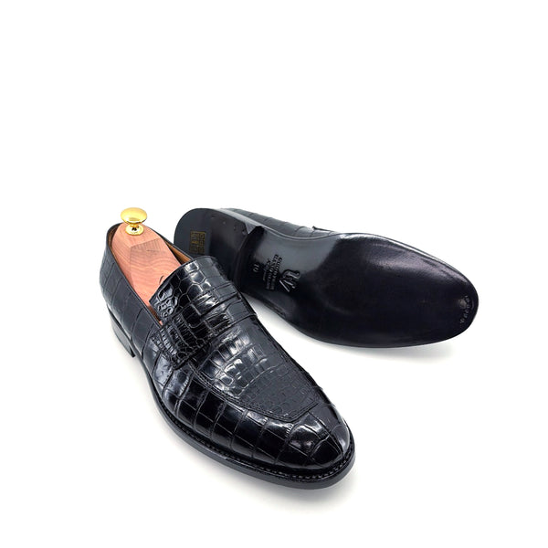 Ugo Vasare Alligator Penny Loafer - Black