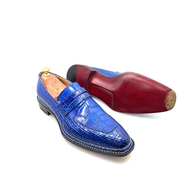 Maurice Carolina Custom Made Alligator Loafer - Cobalt Blue