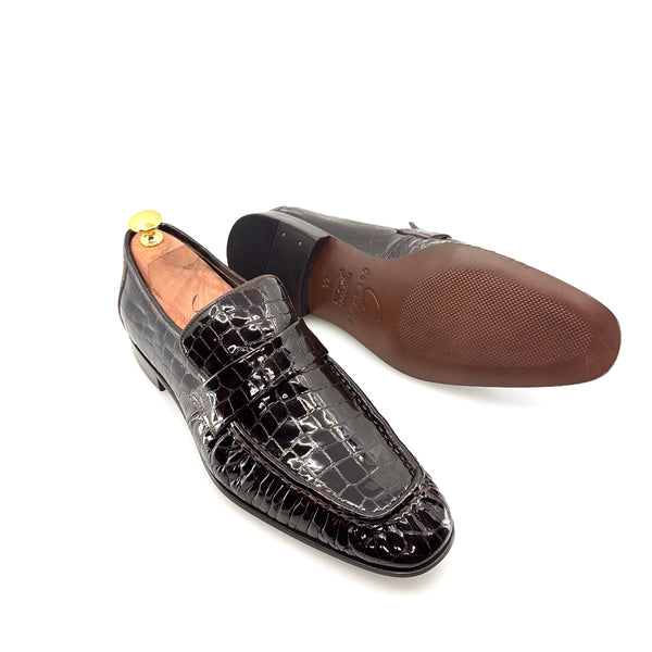C Collection Crocodile Leather Loafer - Brown